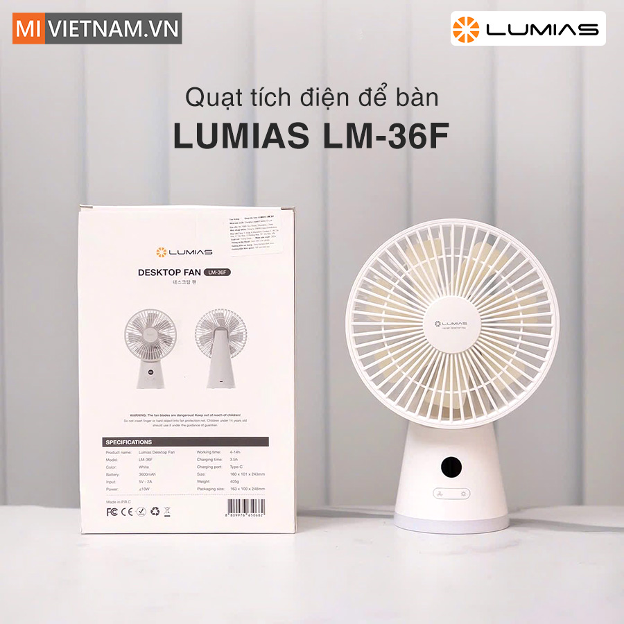 Quạt tích điện để bàn LUMIAS LM-36F - Hàng Chính Hãng 2 quạt tích điện để bàn Lumias LM-36F