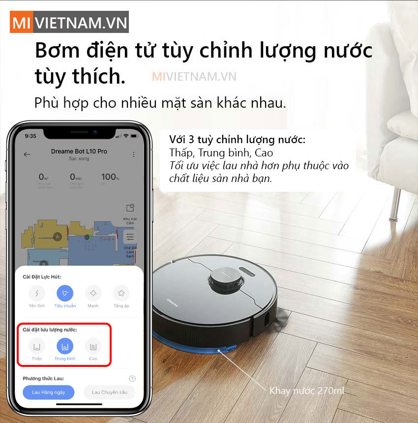 Robot Hút Bụi Lau Nhà Dreame Bot L10 Pro - Hàng Công Ty - Bản Quốc Tế 15 Bơm Nước Điện Tử Robot Hút Bụi Lau Nhà Dreame Bot L10 Pro
