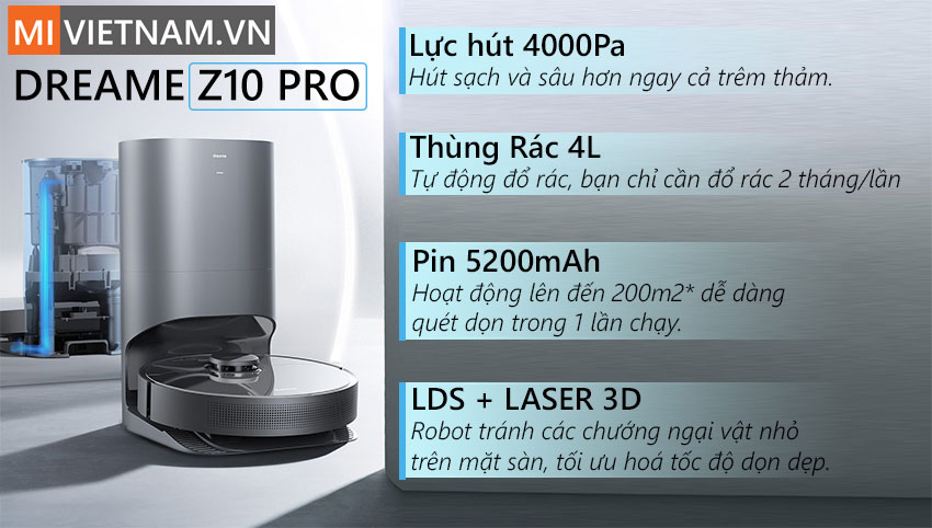 Robot H&uacute;t Bụi Lau Nh&agrave; Dreame Bot Z10 Pro
