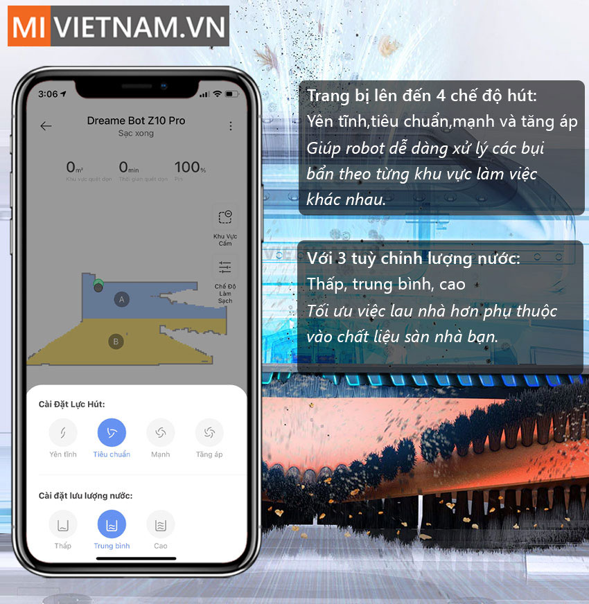 Bơm nước Robot H&uacute;t Bụi Lau Nh&agrave; Dreame Bot Z10 Pro
