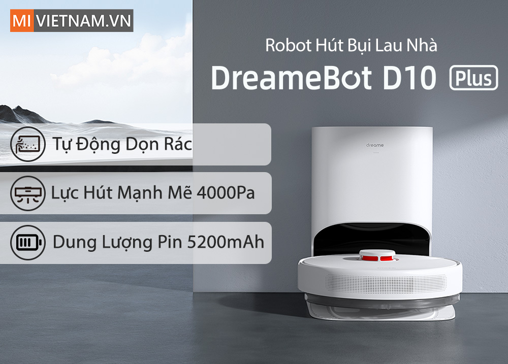 Robot H&uacute;t Bụi Lau Nh&agrave; Dreame D10 Plus