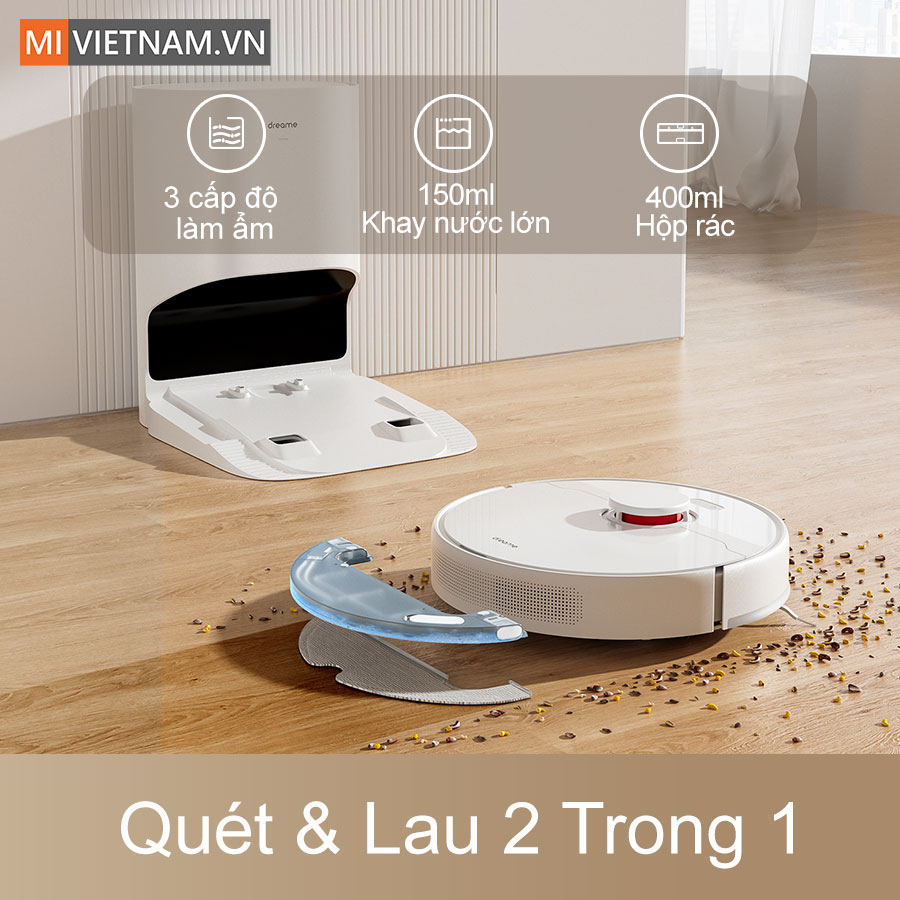 Qu&eacute;t V&agrave; Lau Robot H&uacute;t Bụi Lau Nh&agrave; Dreame D10 Plus