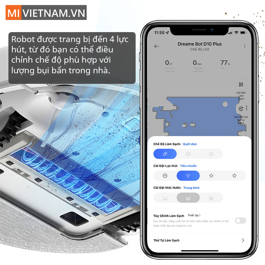 Robot H&uacute;t Bụi Lau Nh&agrave; Dreame D10 Plus