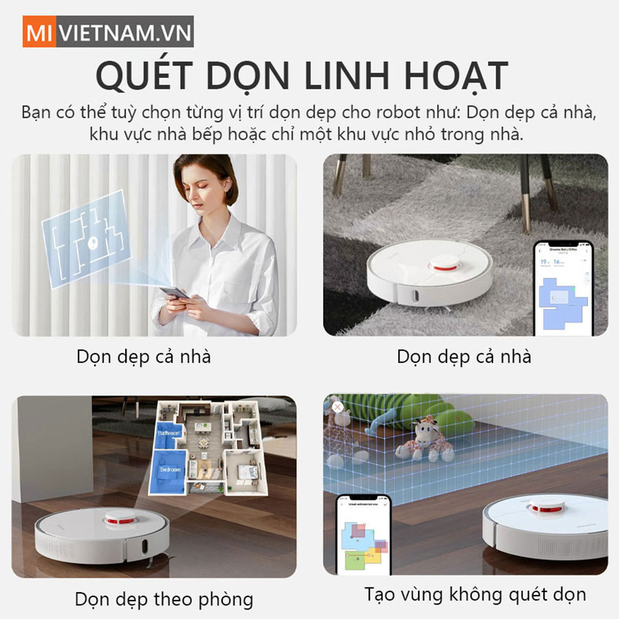 Qu&eacute;t Dọn Linh Hoạt Của Robot H&uacute;t Bụi Lau Nh&agrave; Dreame D10 Plus