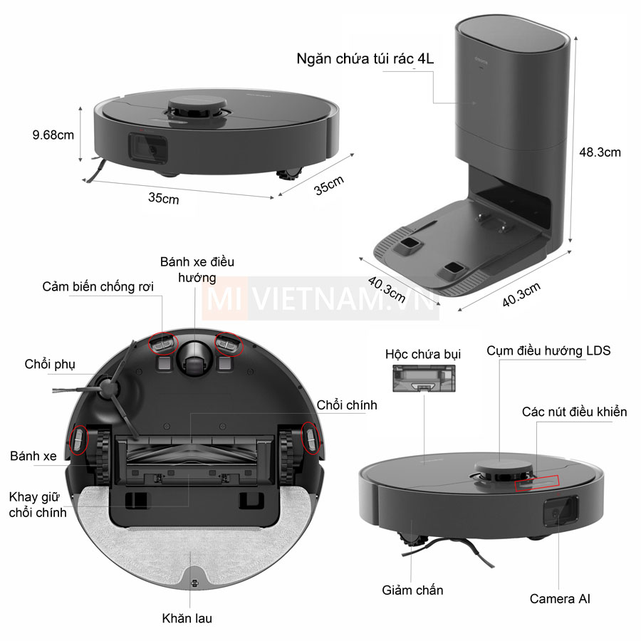 Robot H&uacute;t Bụi Lau Nh&agrave; Dreame D10S Plus