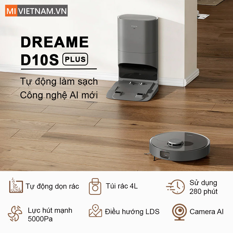 Robot H&uacute;t Bụi Lau Nh&agrave; Dreame D10S Plus