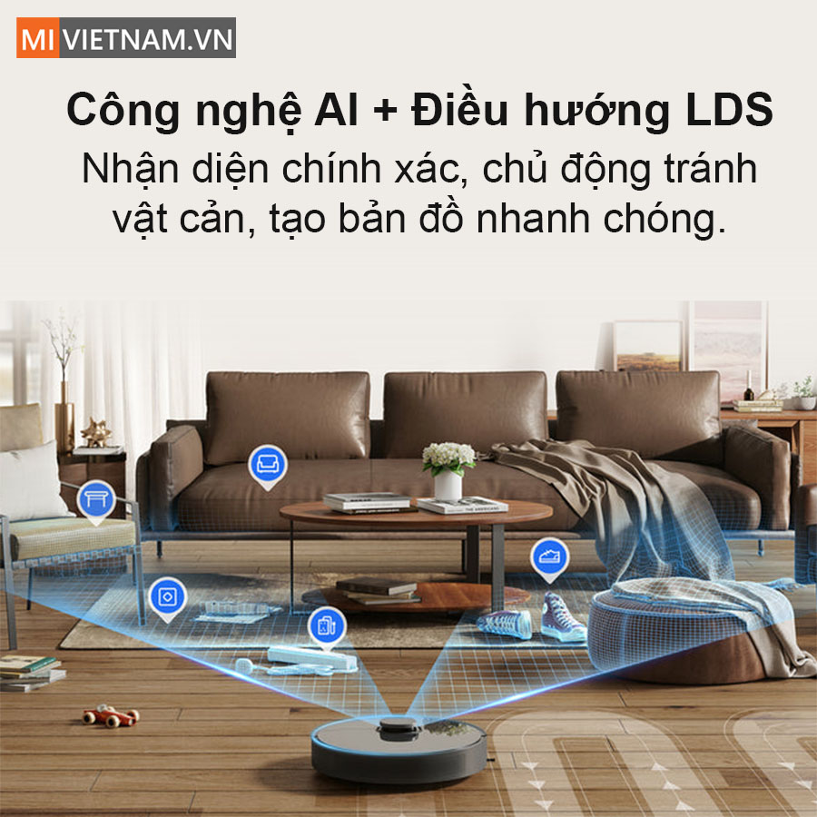 Dreame D10s Plus t&iacute;ch hợp c&ocirc;ng nghệ AI v&agrave; điều hướng LDS ti&ecirc;n tiến