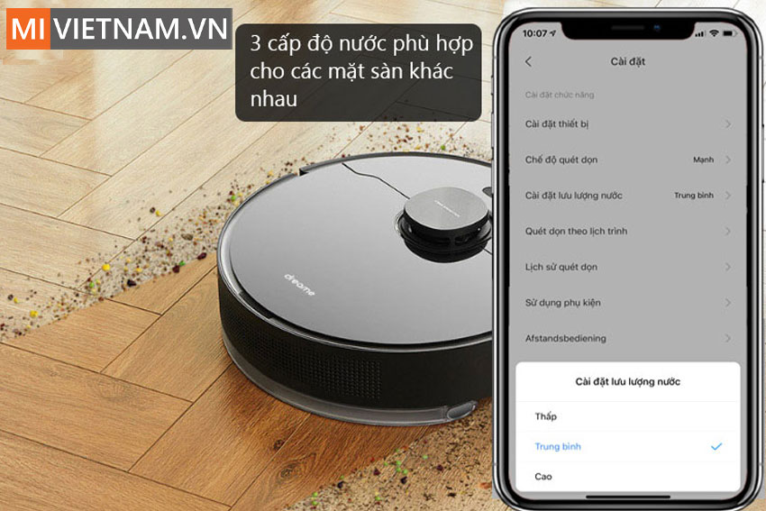 C&oacute; 3 cấp độ nước ph&ugrave; hợp cho c&aacute;c mặt s&agrave;n kh&aacute;c nhau