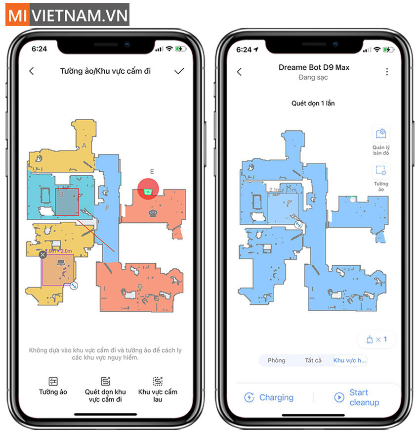 Tạo tường ảo, khu vực cấm qu&eacute;t dọn