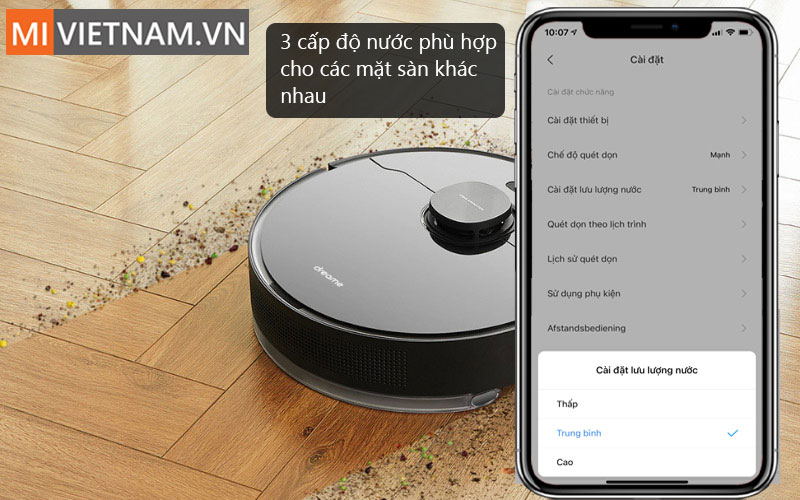 Robot Hút Bụi Lau Nhà Dreame D9 Pro - D9 Max – Hàng Công ty – Bản Quốc tế 23 tùy Chỉnh Lượng Nước Robot Hút Bụi Lau Nhà Dreame D9 Pro