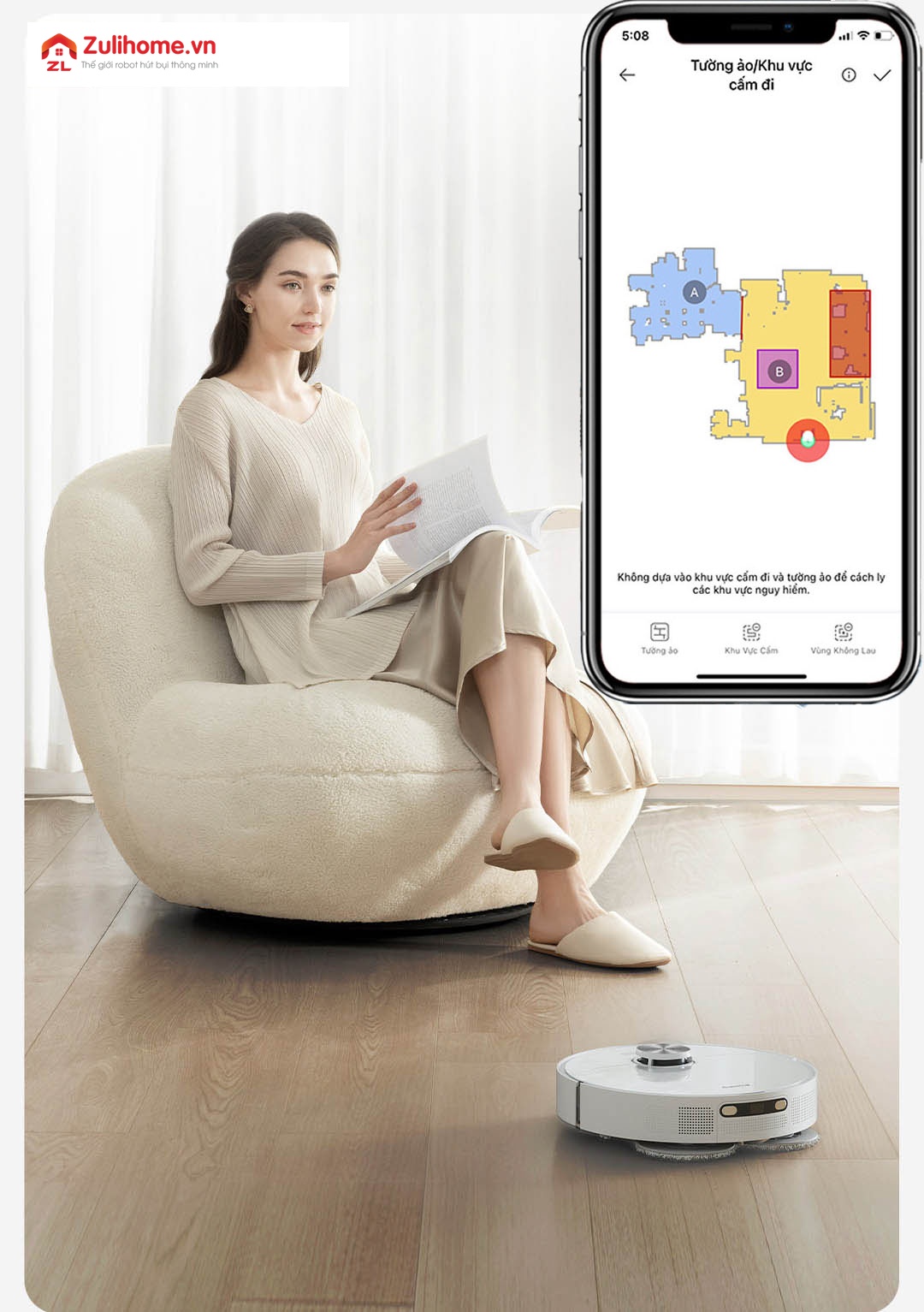 Robot h&uacute;t bụi lau nh&agrave; Dreame L10 Prime tạo tường ảo, khu vực hạn chế