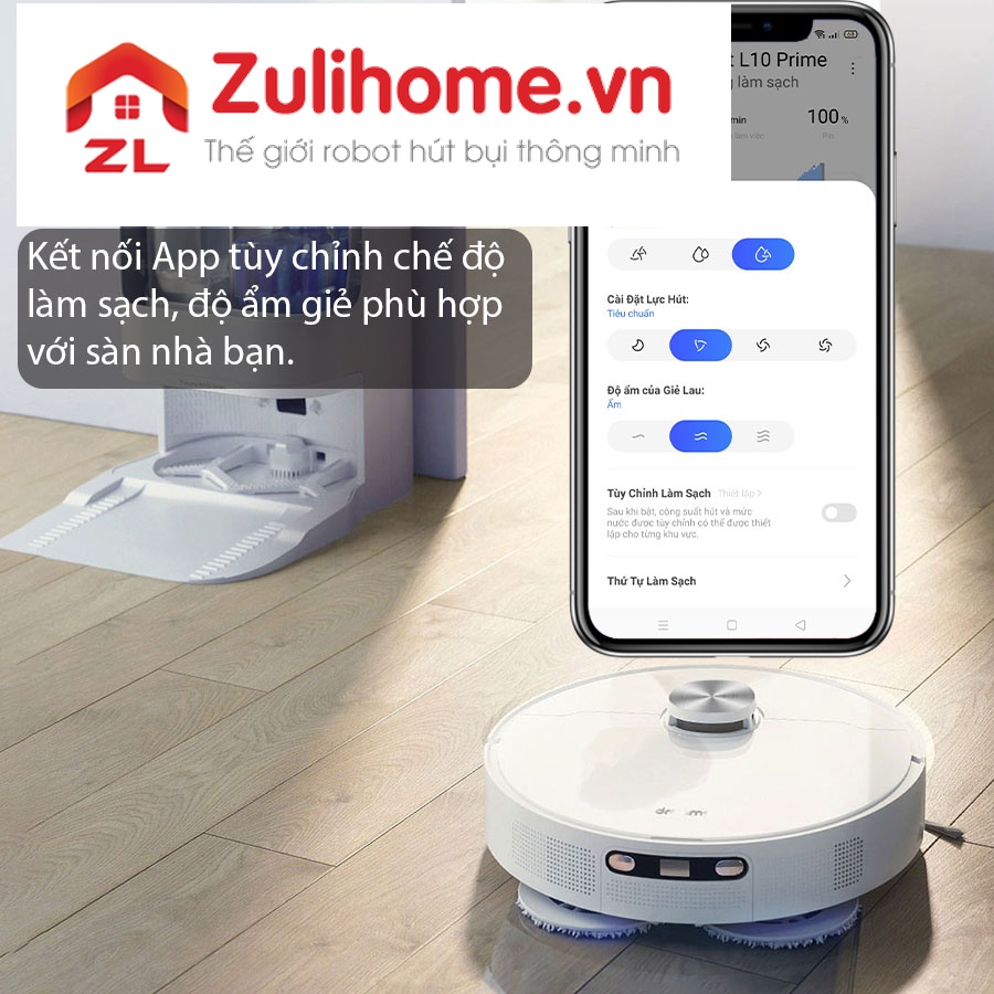 Kết nối app tuỳ chỉnh chế độ l&agrave;m sạch, độ ẩm giẻ cho ph&ugrave; hợp