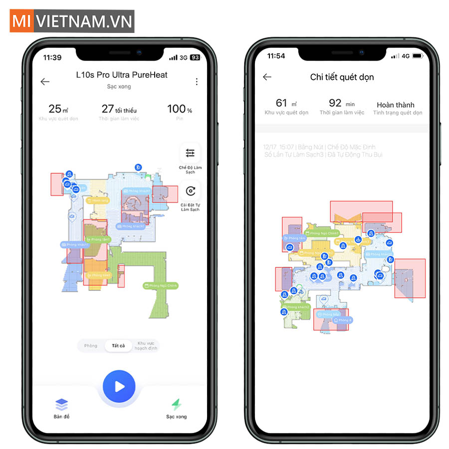 Bản đồ dọn dẹp ng&ocirc;i nh&agrave; của Dreame L10s pro Ultra