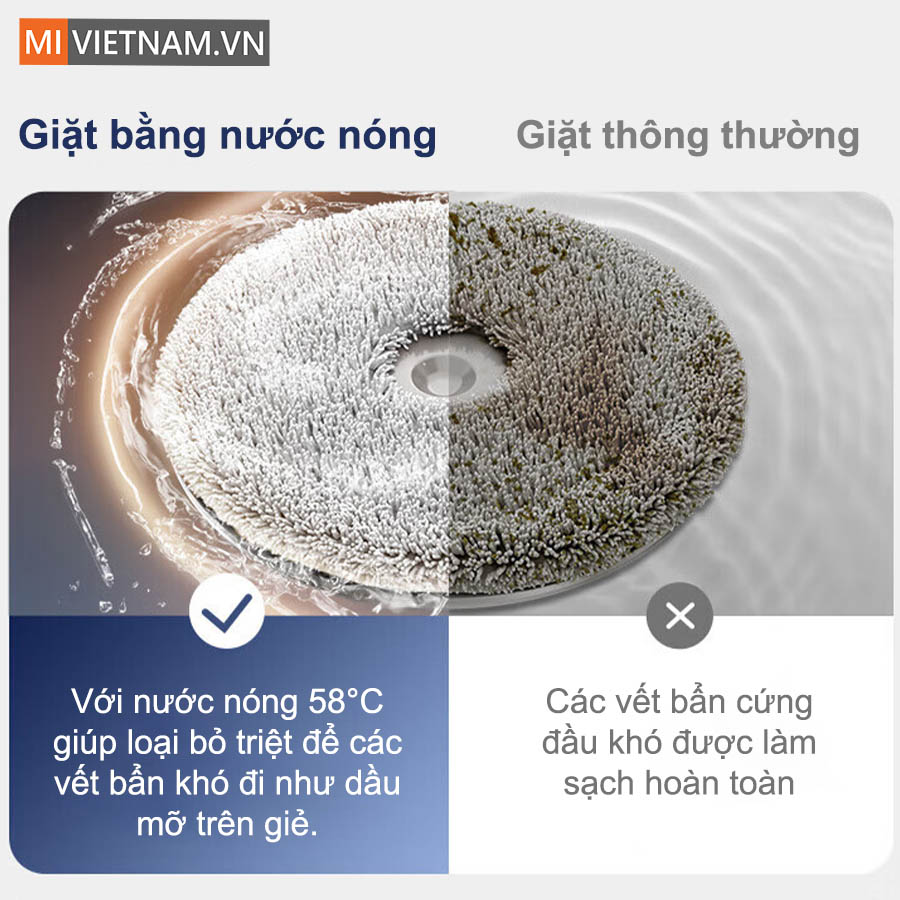 giặt giẻ với nước n&oacute;ng 58&deg;C,