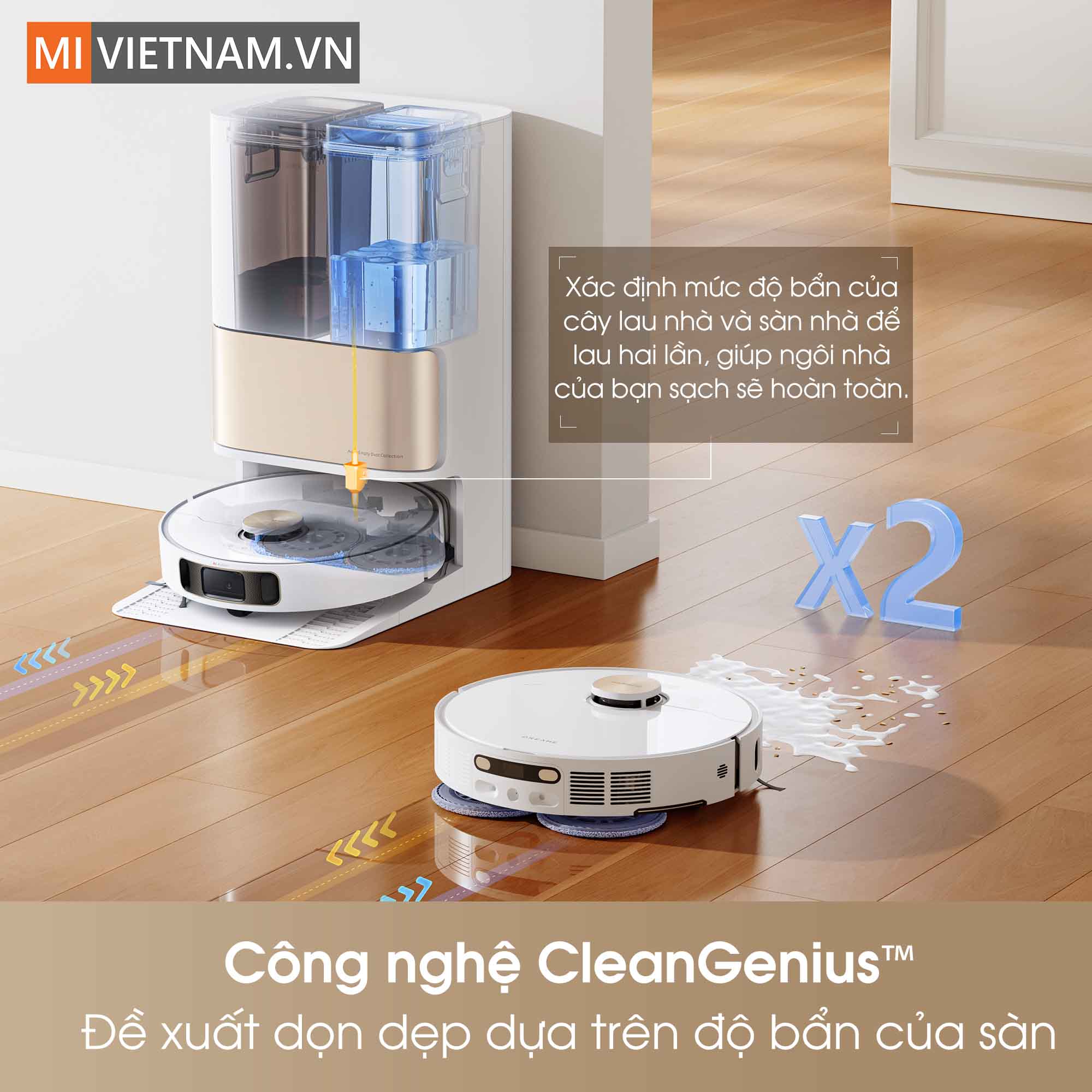 C&ocirc;ng nghệ CleanGenius&trade; ph&aacute;t hiện vết bẩn gi&uacute;p l&agrave;m sạch hiệu quả
