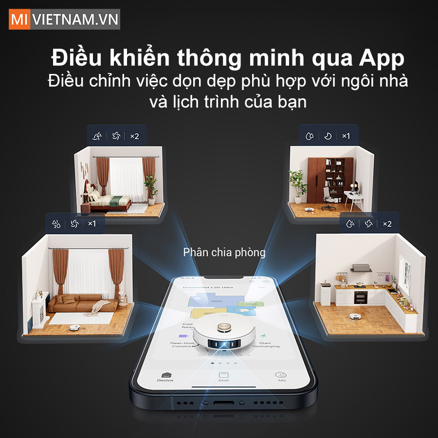 Robot Hút Bụi Lau Nhà Dreame L20 Ultra - Bản Quốc Tế 35 Điều khiển thông minh qua App