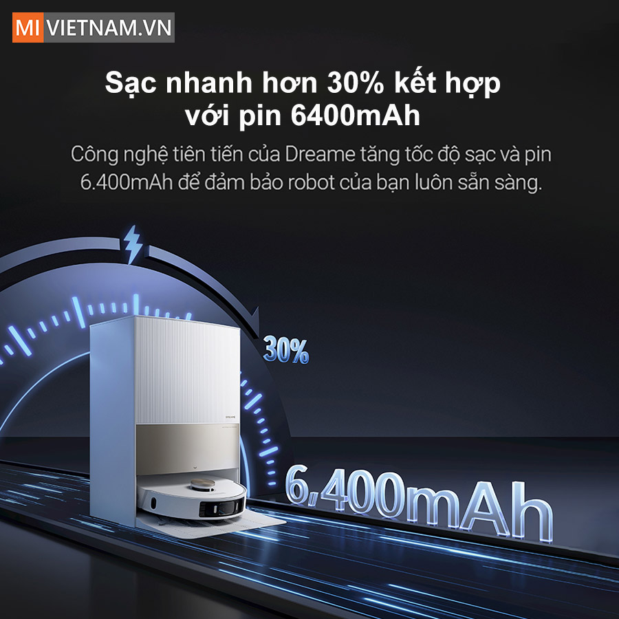 Robot Hút Bụi Lau Nhà Dreame L20 Ultra - Bản Quốc Tế 34 Dreame L20 Ultra có dung lượng pin lớn 6400mAh