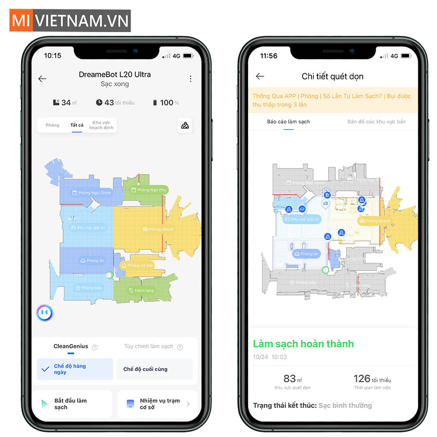 Robot Hút Bụi Lau Nhà Dreame L20 Ultra - Bản Quốc Tế 36 theo dõi quá trình dọn dẹp hay xem lại lịch sử hoạt động của robot