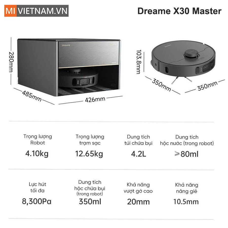 Robot hút bụi lau nhà Dreame X30 Master - Bản Quốc Tế 24 Dreame X30 Master