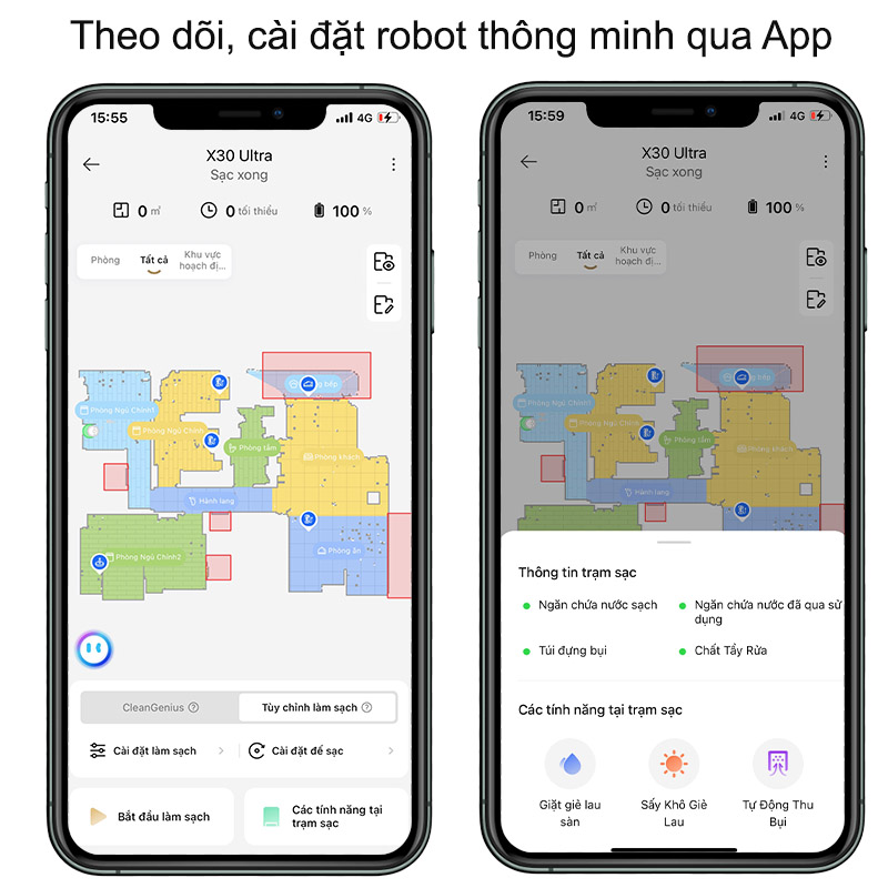 Robot hút bụi lau nhà Dreame X30 Ultra - Bản Quốc Tế 36 Kết nối app dễ dàng