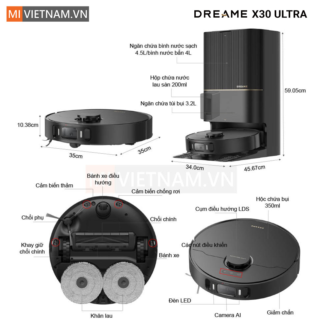 Robot hút bụi lau nhà Dreame X30 Ultra - Bản Quốc Tế 14 Robot hút bụi lau nhà Dreame X30 Ultra