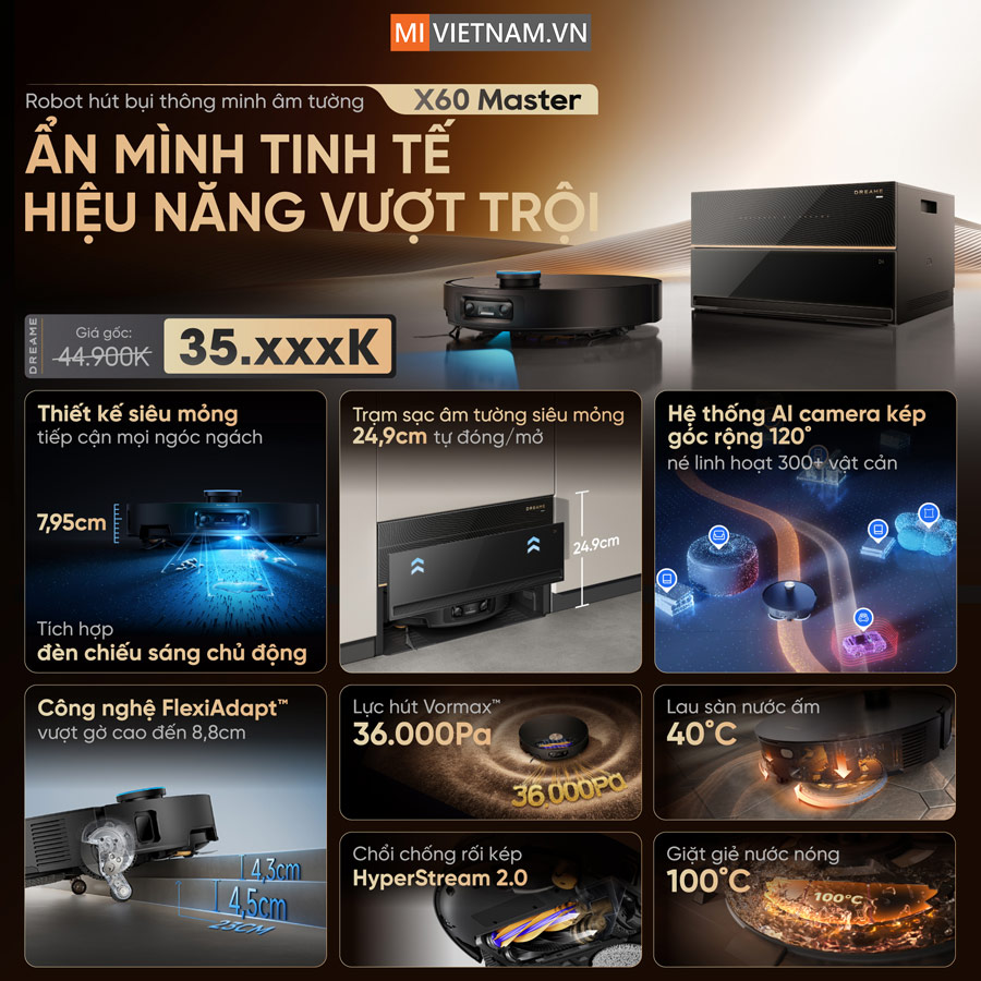 Robot h&uacute;t bụi dreame X60 master