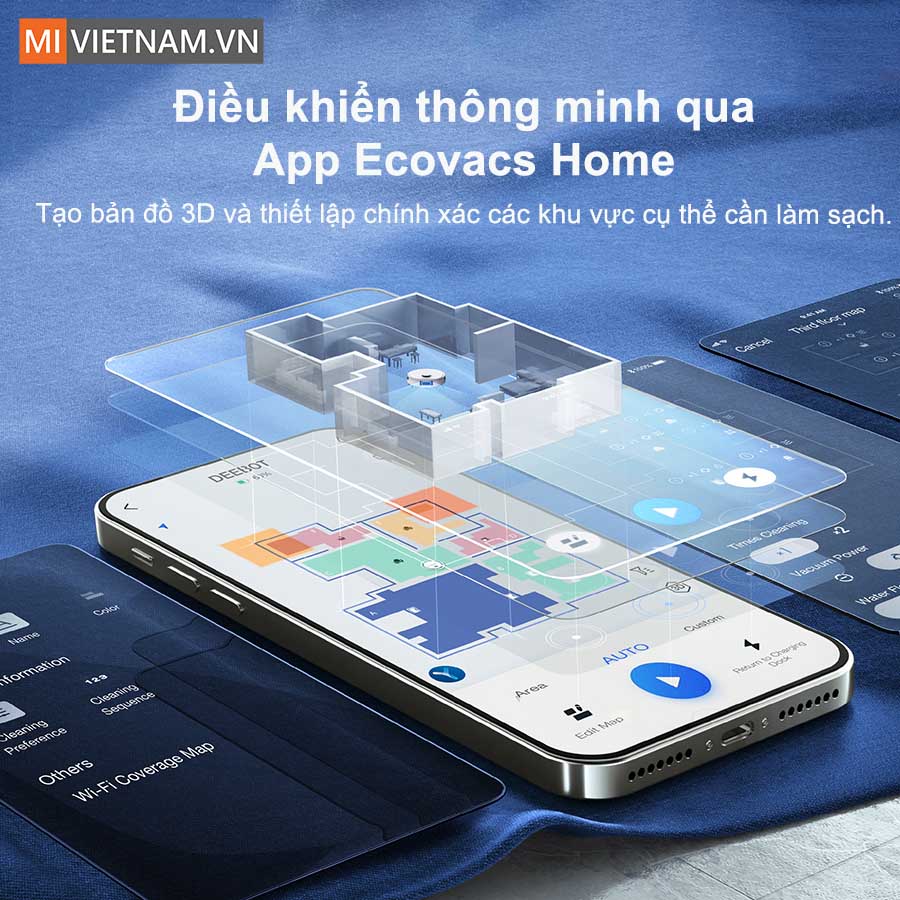 Robot H&uacute;t Bụi Lau Nh&agrave; Ecovacs Deebot T10 kết nối app Ecovacs Home