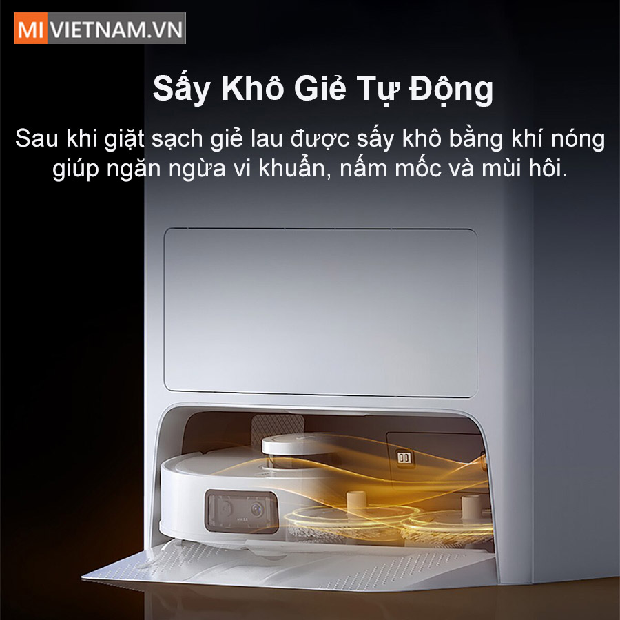 Deebot T10 Omni tự động sấy kh&ocirc; giẻ lau sau khi l&agrave;m sạch