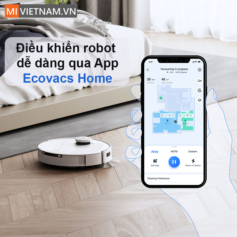 Deebot T10 Omni Kết nối điều khiển từ xa qua ứng dụng Ecovacs 