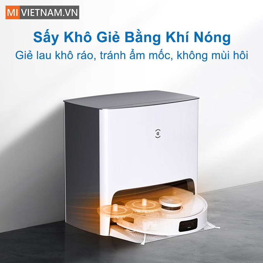 Robot H&uacute;t Bụi Lau Nh&agrave; Ecovacs Deebot T10 Turbo sấy kh&ocirc; giẻ lau