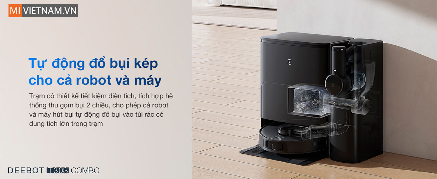Tự động dọn bụi k&eacute;p cho robot v&agrave; m&aacute;y h&uacute;t bụi cầm tay