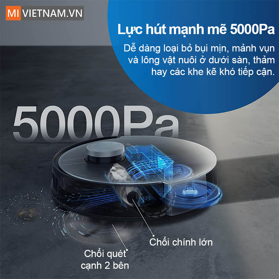 Lực h&uacute;t mạnh mẽ 5000Pa