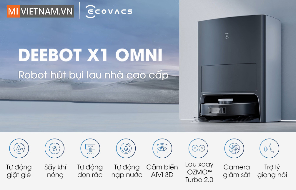 Robot h&uacute;t bụi lau nh&agrave; Ecovacs Deebot X1 Omni