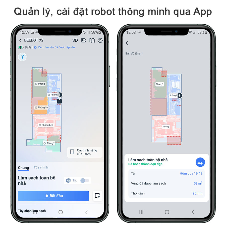 Quản l&yacute;, c&agrave;i đặt robot th&ocirc;ng minh qua App