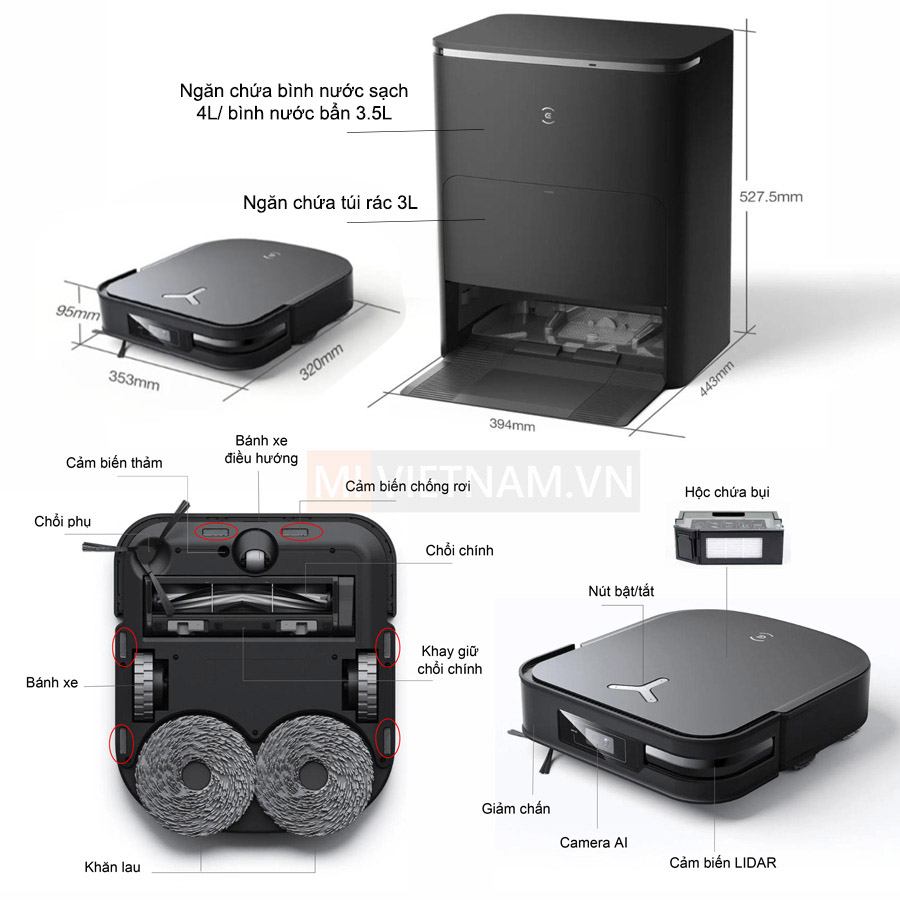 Robot H&uacute;t Bụi Lau Nh&agrave; Ecovacs Deebot X2 Omni