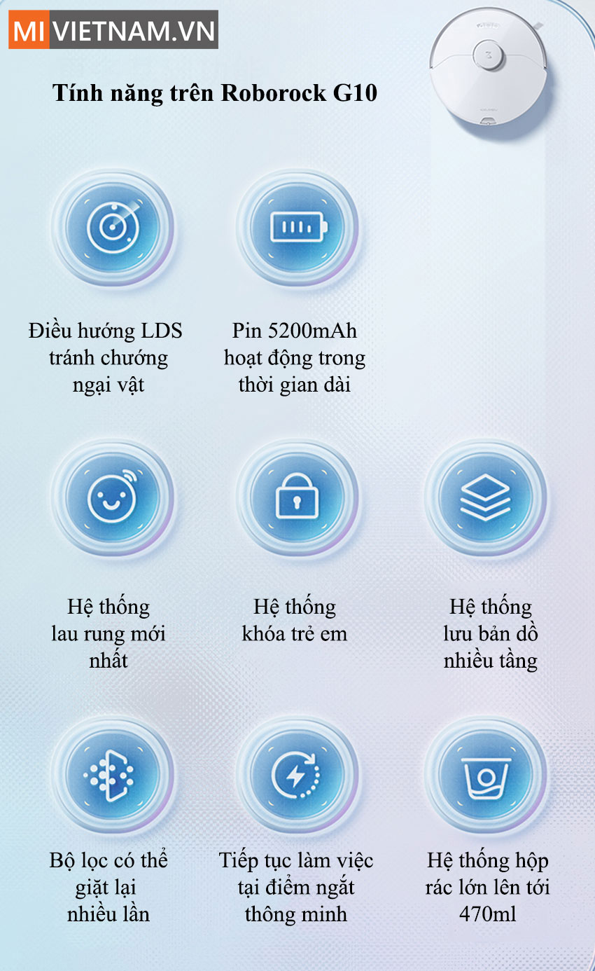 LDS Robot H&uacute;t Bụi Lau Nh&agrave; Roborock G10