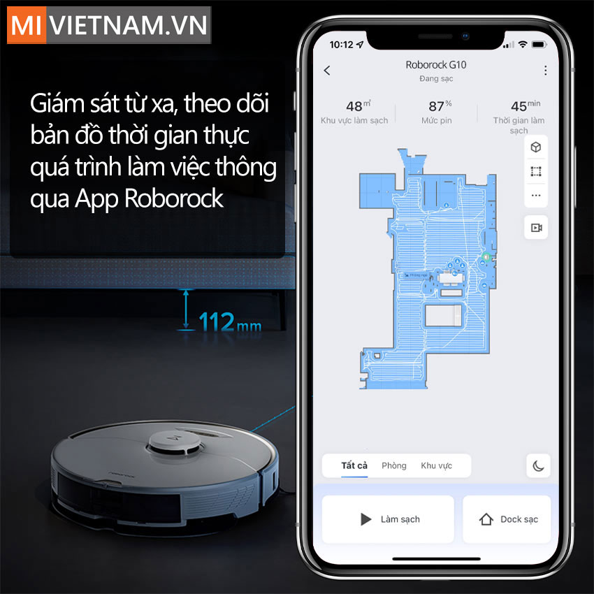 App Robot H&uacute;t Bụi Lau Nh&agrave; Roborock G10