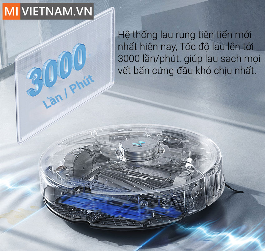 Lau Rung 3000 Lần/Ph&uacute;t Robot H&uacute;t Bụi Lau Nh&agrave; Roborock G10