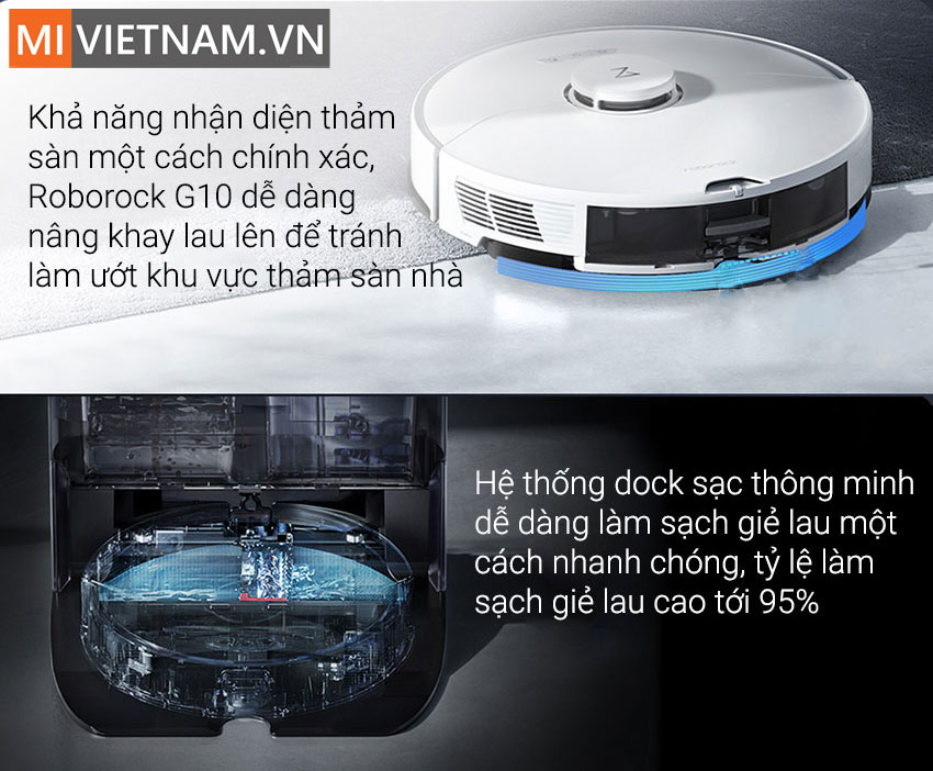 Nhận Diện Thảm Robot H&uacute;t Bụi Lau Nh&agrave; Roborock G10
