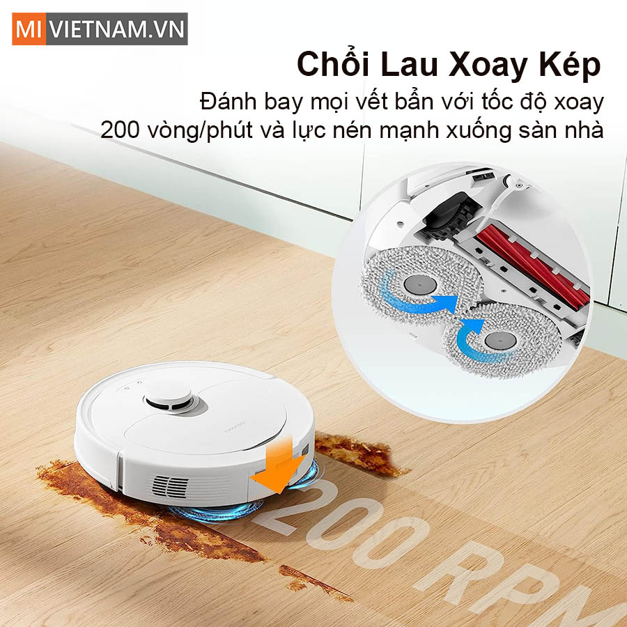 Q revo trang bị Chổi lau xoay 360 độ