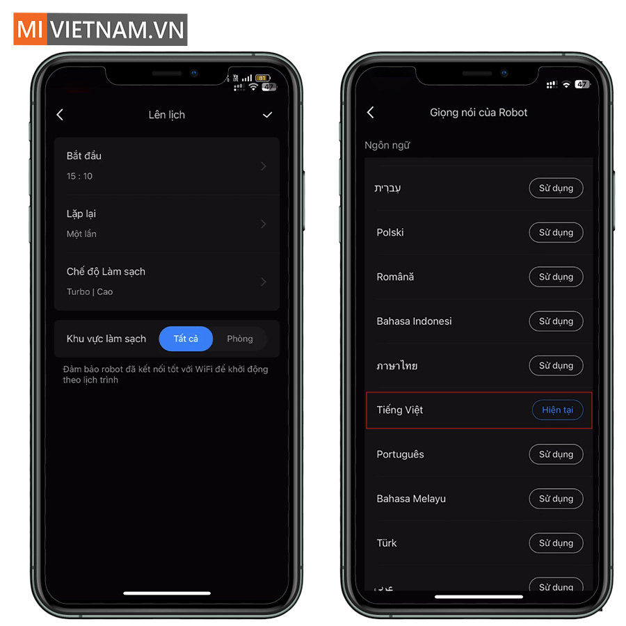 mivietnam robot roborock q revo dat lich lam viec giong noi tieng viet