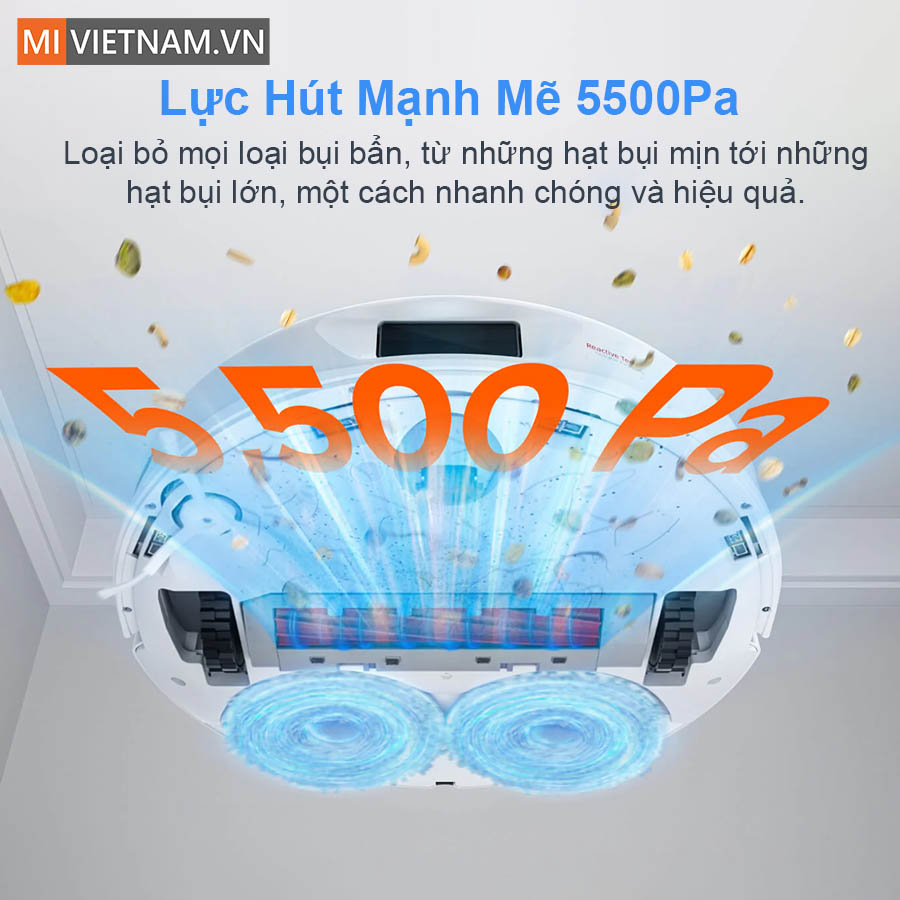 Lực h&uacute;t mạnh mẽ l&ecirc;n đến 5500Pa