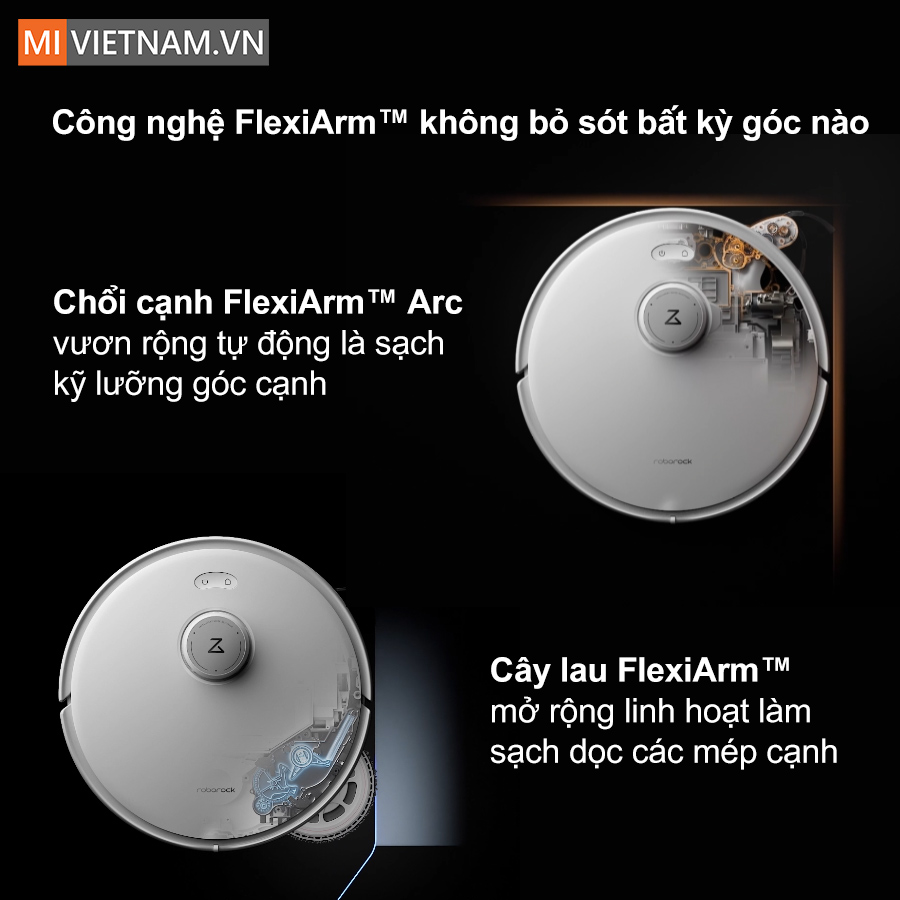Robot hút bụi lau nhà Roborock Q Revo Curv - Bản Quốc Tế 15 Công nghệ FlexiArm™ không bỏ sót bất kỳ góc nào