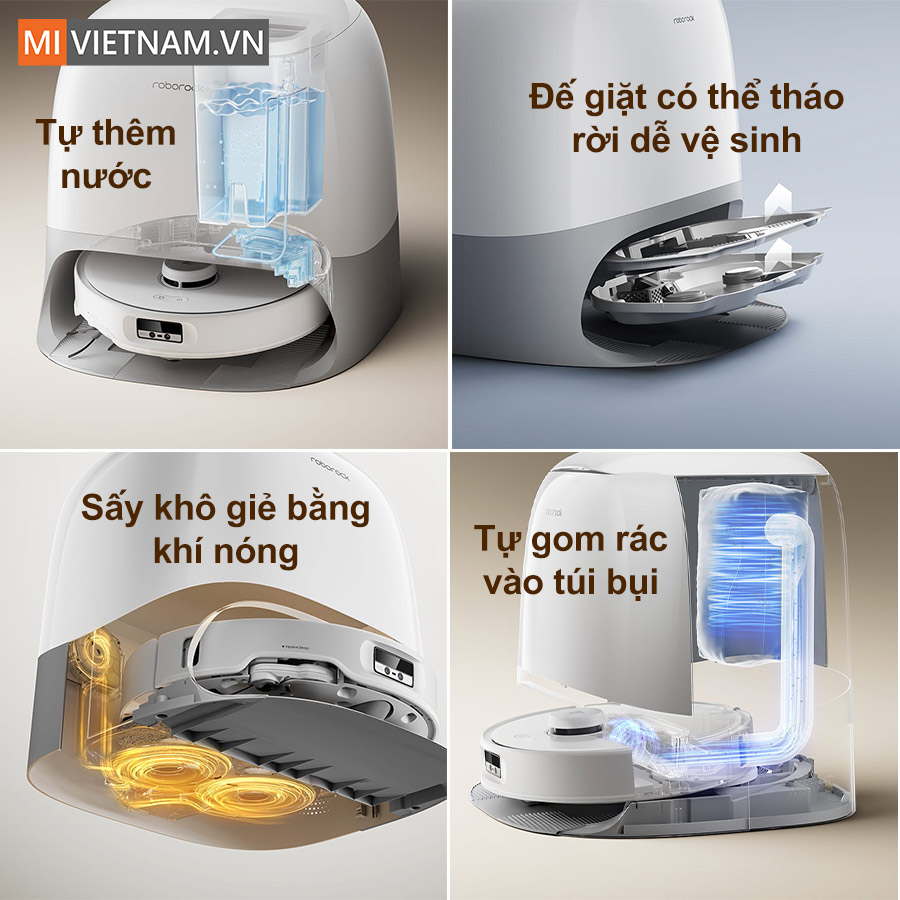 Robot hút bụi lau nhà Roborock Q Revo Curv - Bản Quốc Tế 25 dock sạc đa chức năng 3.0