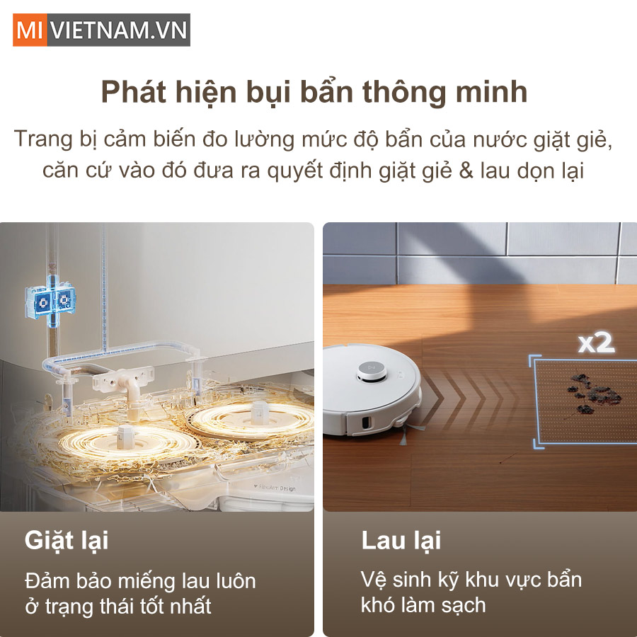 Robot hút bụi lau nhà Roborock Q Revo Curv - Bản Quốc Tế 23 Tính năng phát hiện bụi bẩn thông minh