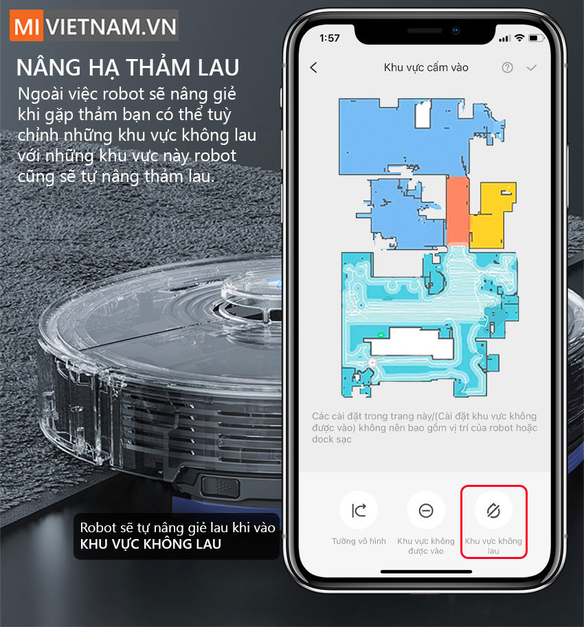 App Robot H&uacute;t Bụi Lau Nh&agrave; Roborock S7
