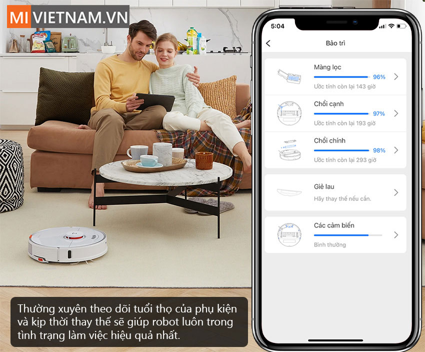 Theo d&otilde;i phụ kiện Robot H&uacute;t Bụi Lau Nh&agrave; Roborock S7