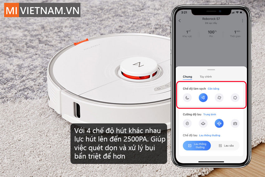 App Robot H&uacute;t Bụi Lau Nh&agrave; Roborock S7