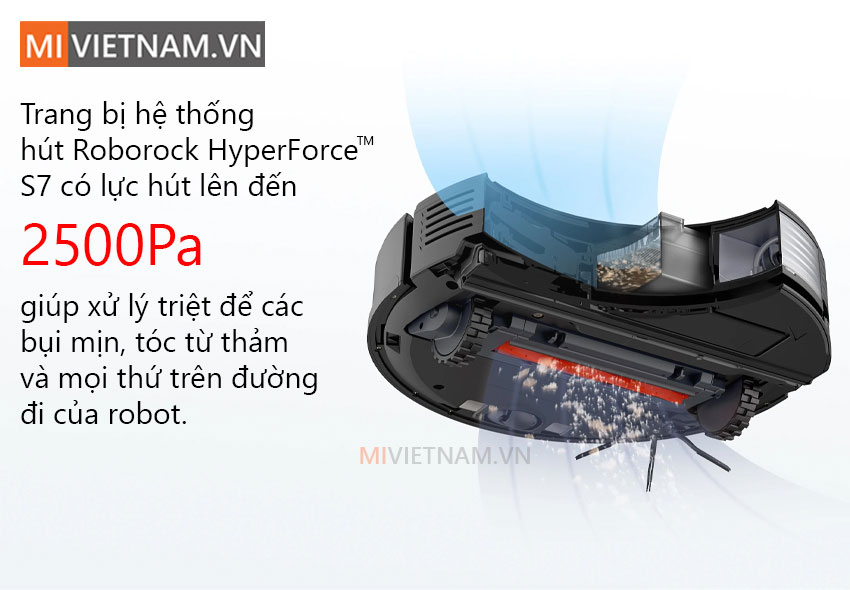 Lực H&uacute;t Robot H&uacute;t Bụi Lau Nh&agrave; Roborock S7