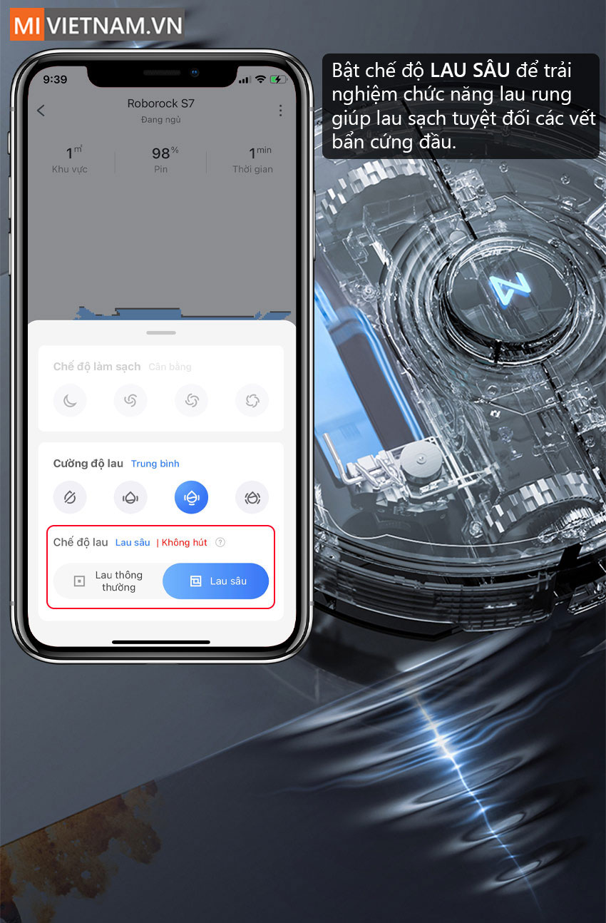 App Robot H&uacute;t Bụi Lau Nh&agrave; Roborock S7